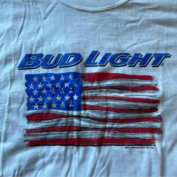 VTG Bud Light Tshirt white w/ American flag - Picture 2 of 11
